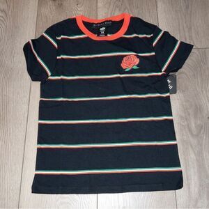 NWT By Samii Ryan Striped Flower Child‎ Rose T-Shirt Size XS